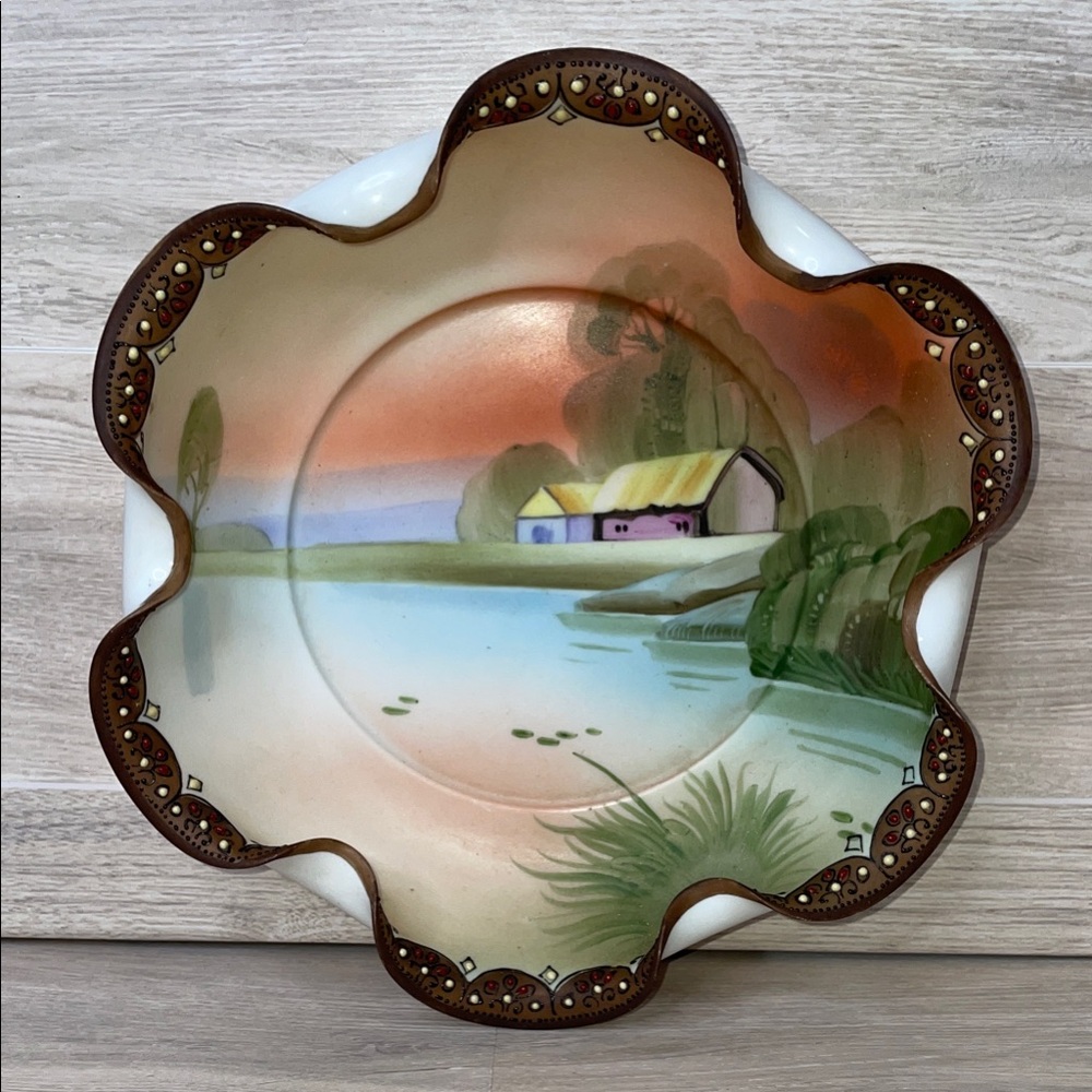 Nippon Hand Painted Decorative Plate with Landscape Design 7”